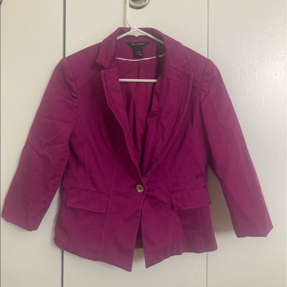 White House Black Market Womens Blazer Jacket Pleat Lapel Collar Size 4